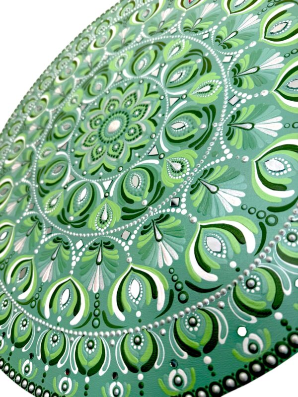 19” Dot Mandala on Wooden Board: Meditative Boho Wall Art - Image 3