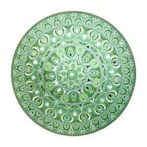 19” Dot Mandala on Wooden Board: Meditative Boho Wall Art