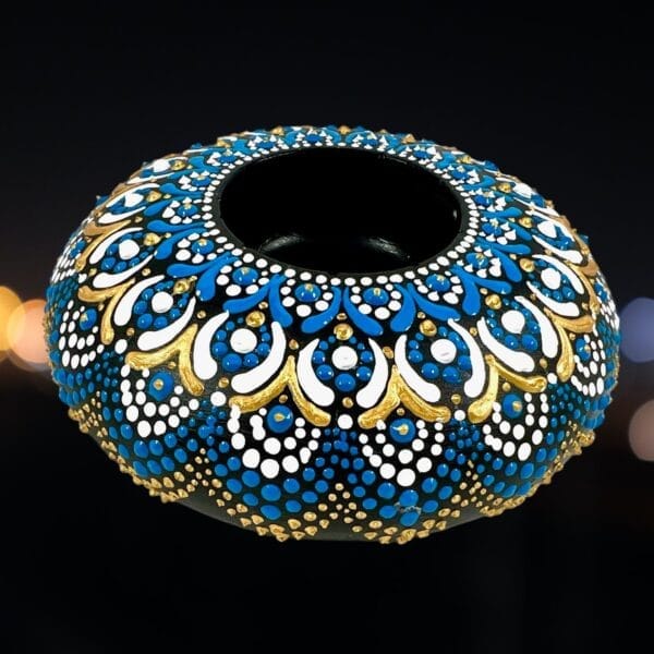 Mandala Candle Holder ( Blue & Gold) - Image 3