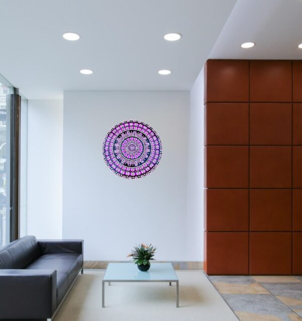 18” Dot Mandala on Wooden Board: Pastel Meditative Art - Image 3