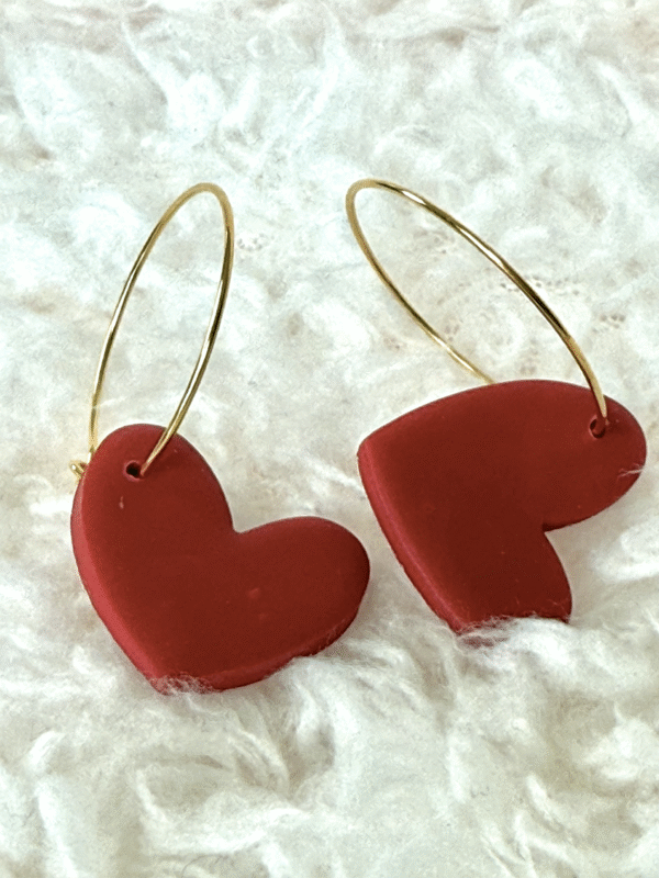 Lightweight Heart Hoop Earrings - Image 3