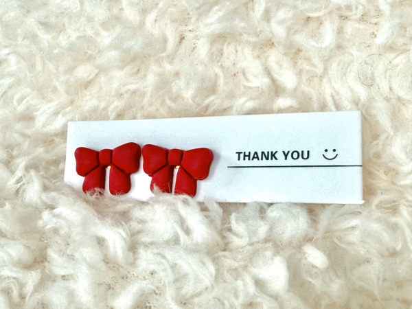 Cute Little Bow Clay Studs - Image 2