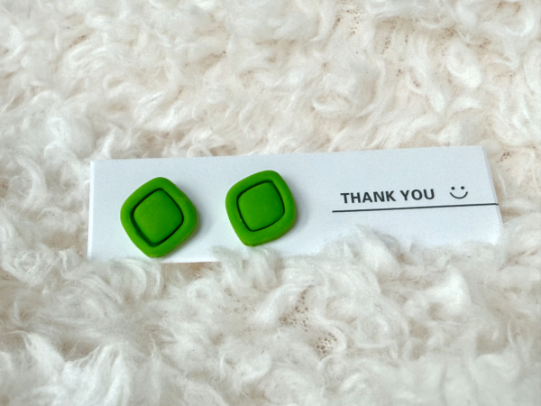 Minimalist Green Stud Earrings - Image 2