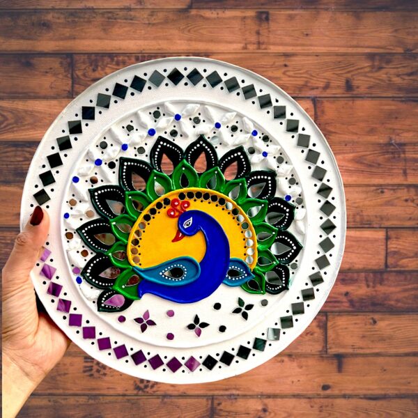 10” Peacock Lippan Artwork - Image 2