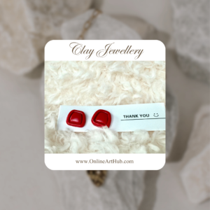 Bold Red polymer Clay Studs