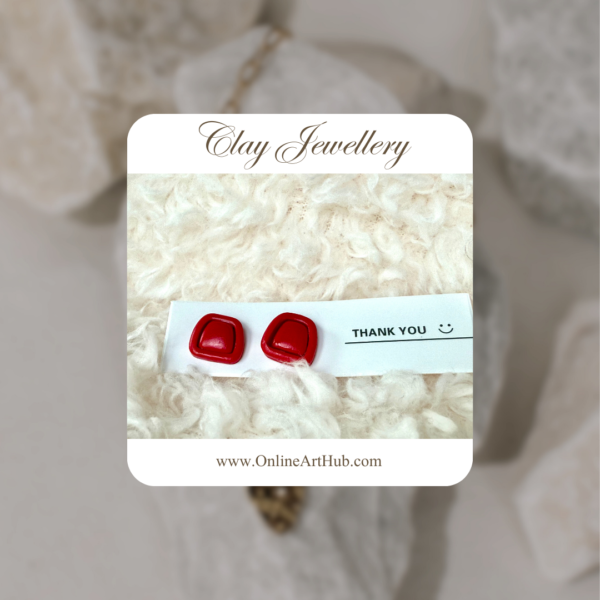 Bold Red polymer Clay Studs