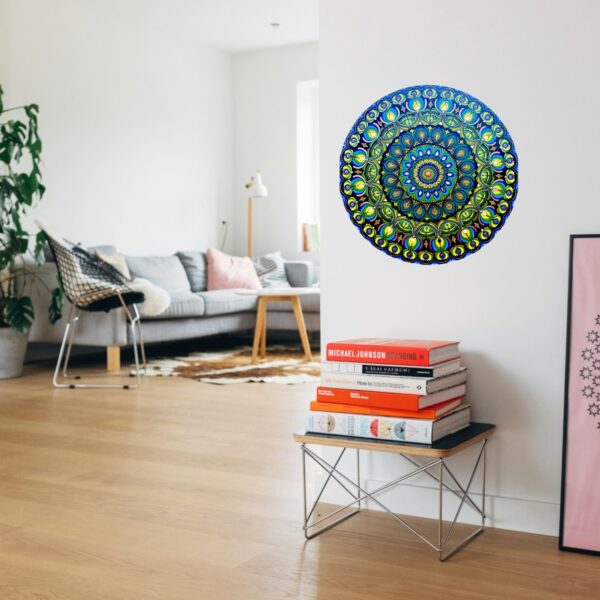 24” Dot Mandala on Wooden Board: Meditative Boho Wall Art - Image 3