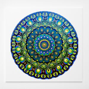 24” Dot Mandala on Wooden Board: Meditative Boho Wall Art