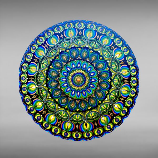 24” Dot Mandala on Wooden Board: Meditative Boho Wall Art - Image 2