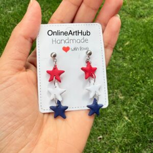 Handmade Polymer clay 4th of July Dangles