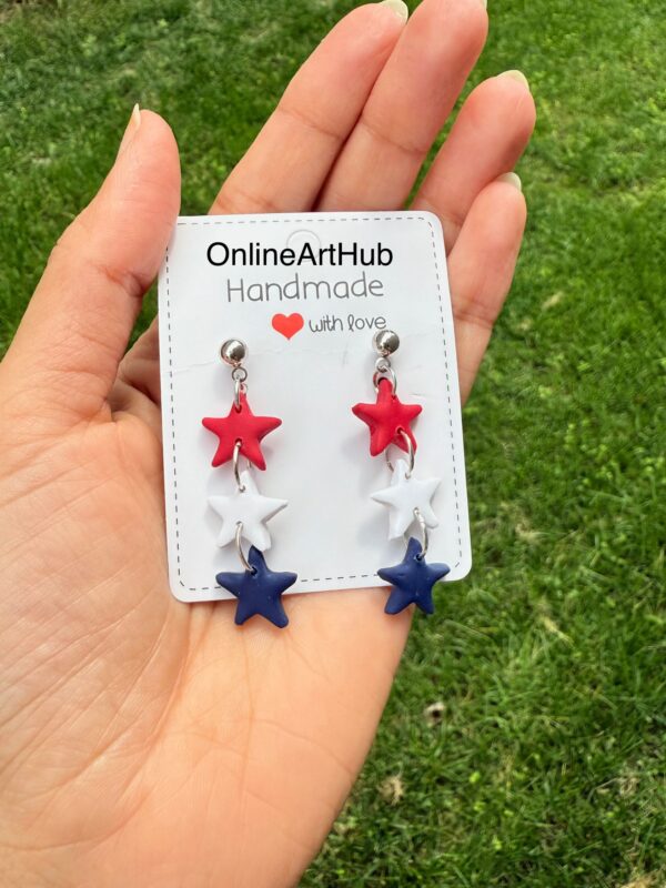 Handmade Polymer clay 4th of July Dangles