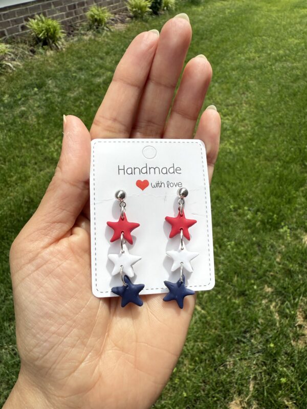 Handmade Polymer clay 4th of July Dangles - Image 2