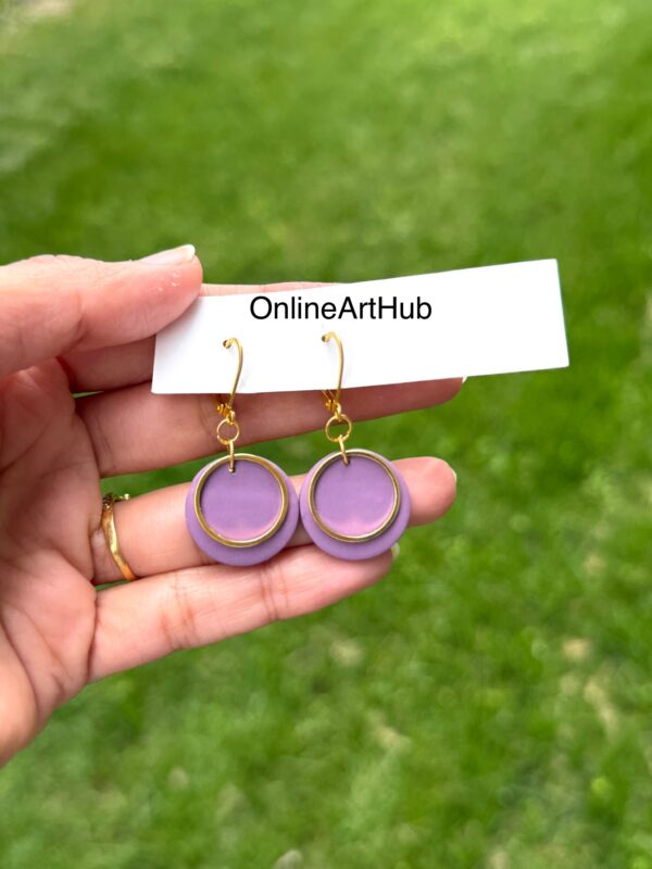 Handmade Polymer Clay neutral dangle Earrings - Image 2