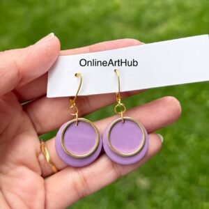 Handmade Polymer Clay neutral dangle Earrings