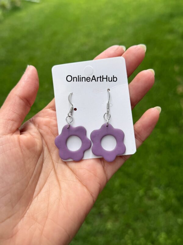 Handmade Polymer Clay Flower dangle Earrings - Image 2