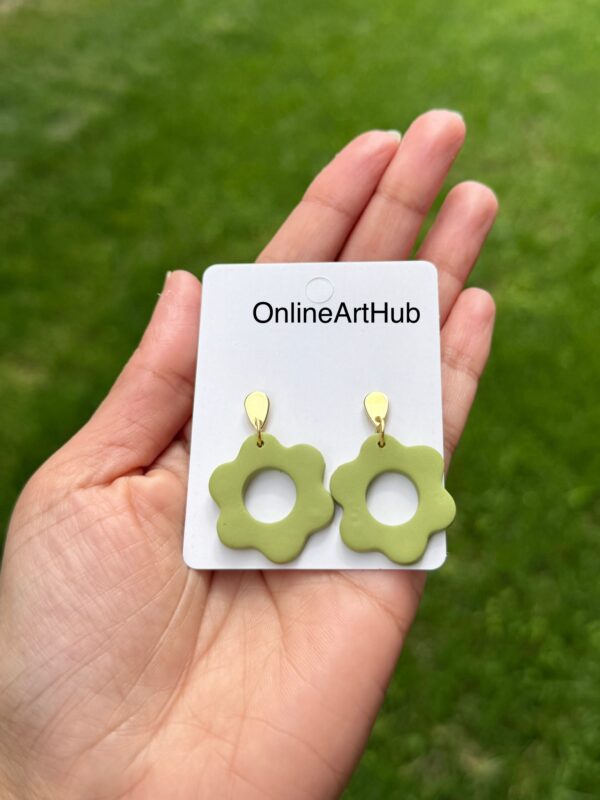 Handmade Polymer Clay Flower dangle Earrings - Image 2