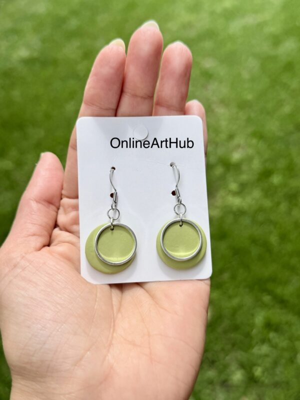 Handmade Polymer Clay neutral dangle Earrings - Image 2