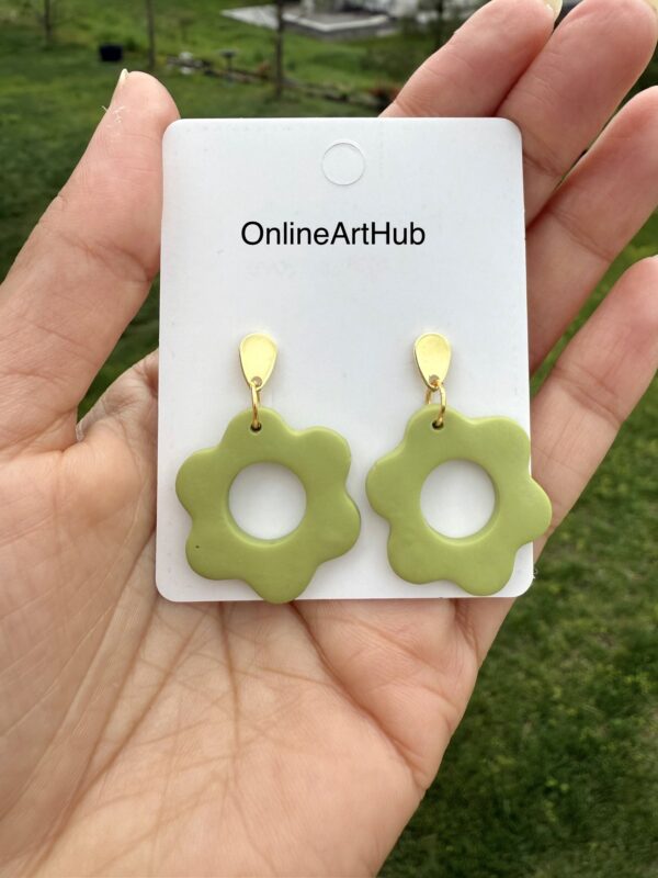 Handmade Polymer Clay Flower dangle Earrings - Image 3