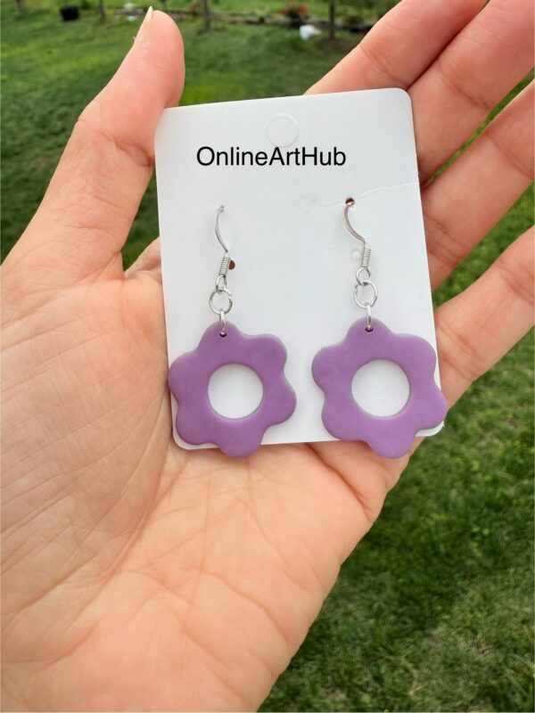 Handmade Polymer Clay Flower dangle Earrings - Image 3