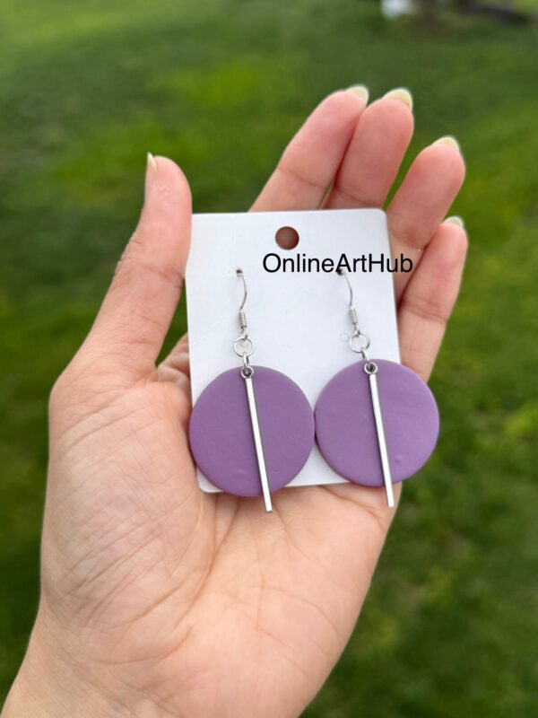 Handmade Polymer Clay neutral dangle Earrings - Image 2