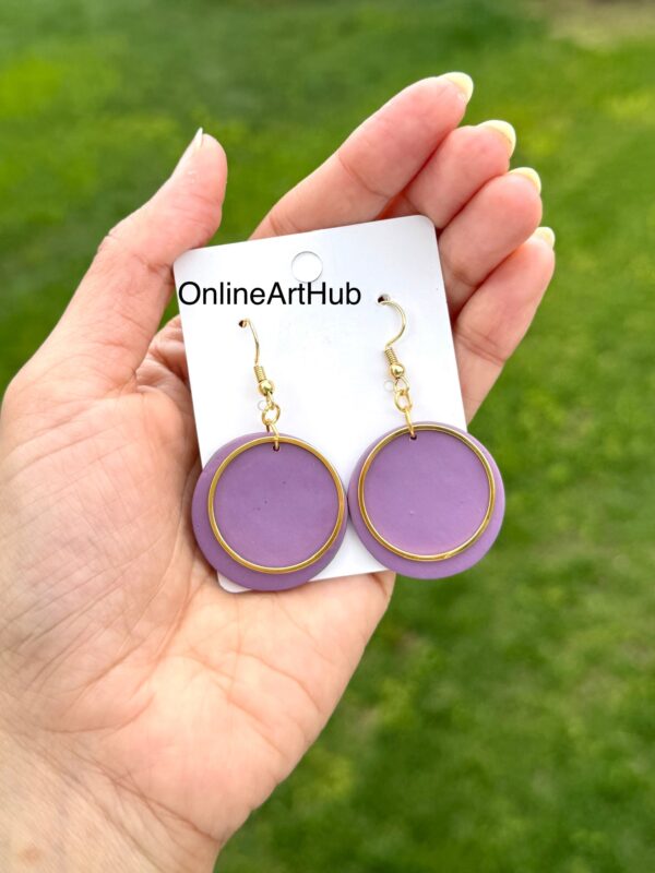Handmade Polymer Clay neutral dangle Earrings - Image 2