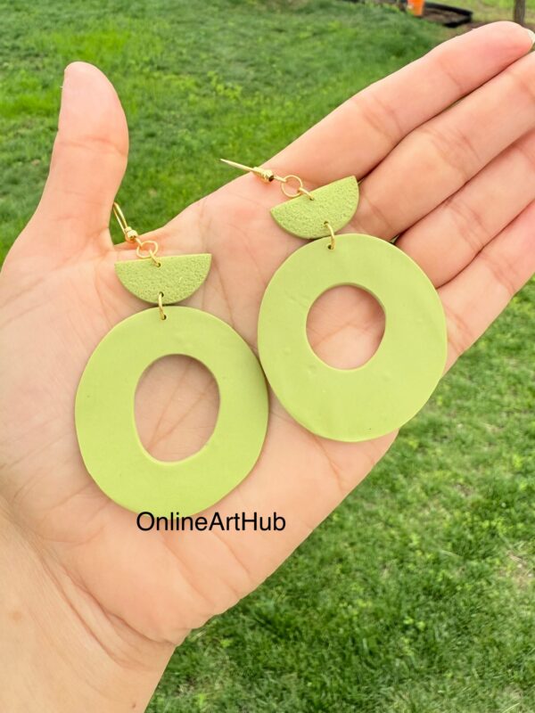 Handmade Polymer Clay neutral dangle Earrings - Image 2