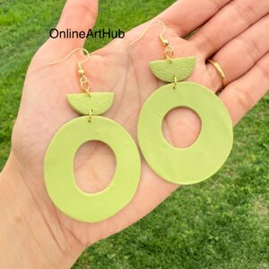Handmade Polymer Clay neutral dangle Earrings
