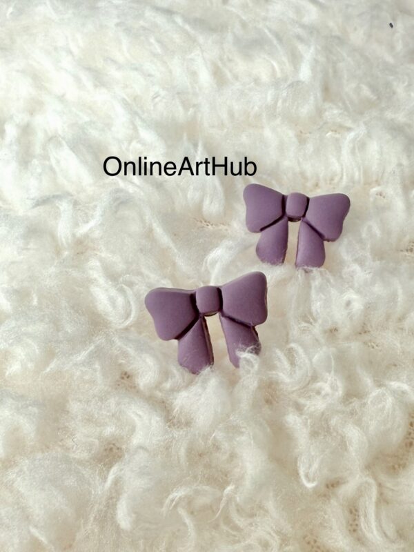 Cute Little Bow Clay Studs, Lavender - Image 2