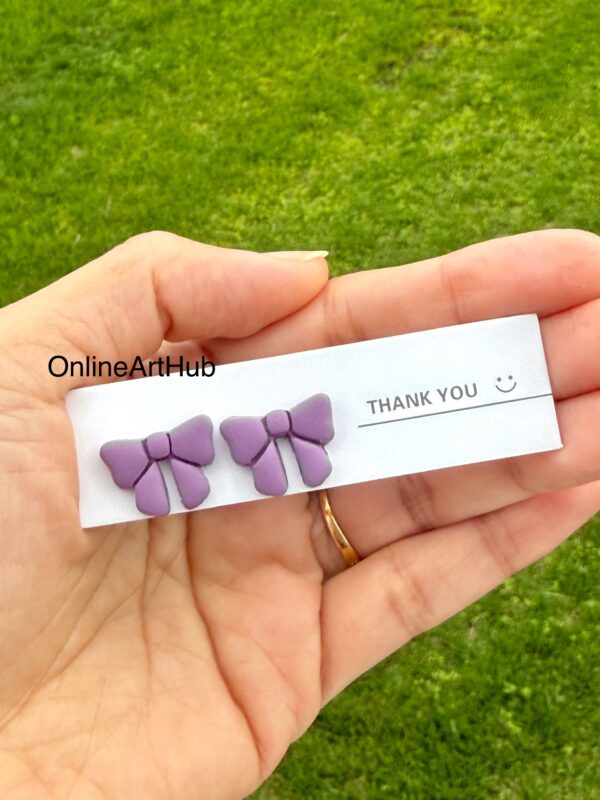 Cute Little Bow Clay Studs, Lavender