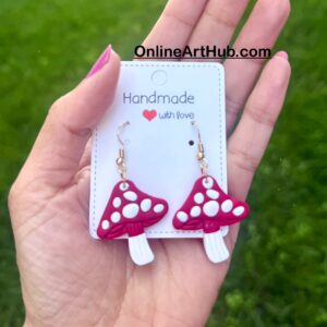 Handmade Polymer Clay Mashroom  Earrings