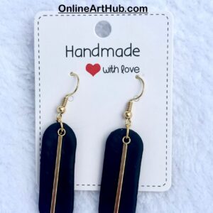 Handmade Polymer Clay black dangle Earrings