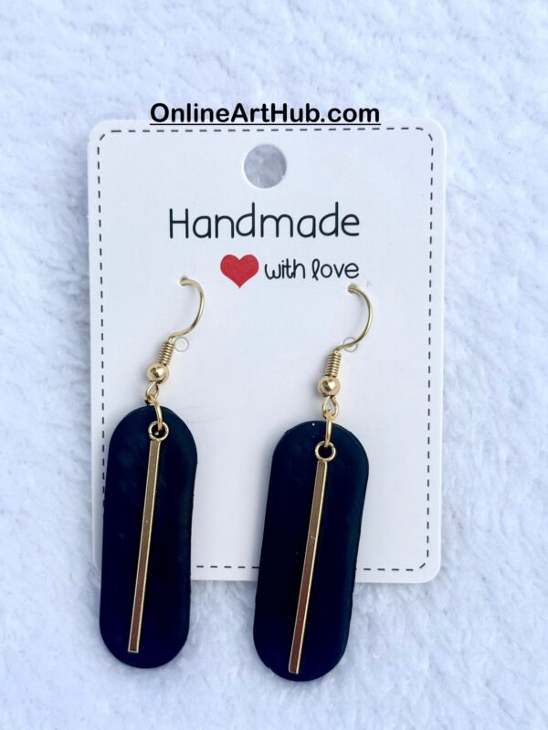 Handmade Polymer Clay black dangle Earrings