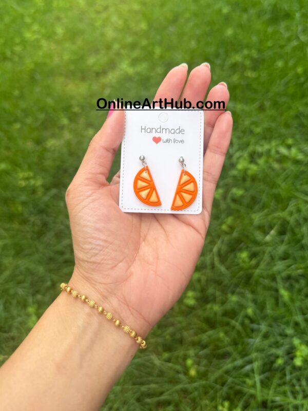 "Orange Slice Polymer Clay Earrings – Fresh, Zesty, and Playful!" 🍊🍊 - Image 3