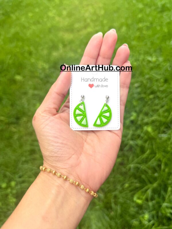 "Lime Slice Polymer Clay Earrings – Fresh, Zesty, and Playful!" 🍈💚 - Image 3