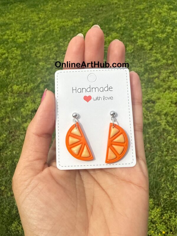 "Orange Slice Polymer Clay Earrings – Fresh, Zesty, and Playful!" 🍊🍊 - Image 4