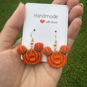 Polymer Clay pumpkin hoop earrings