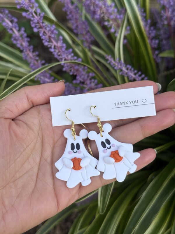 Ghost with pumpkin earrings - Image 3