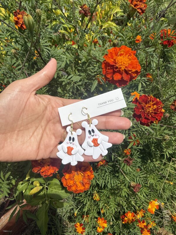 Ghost with pumpkin earrings - Image 2