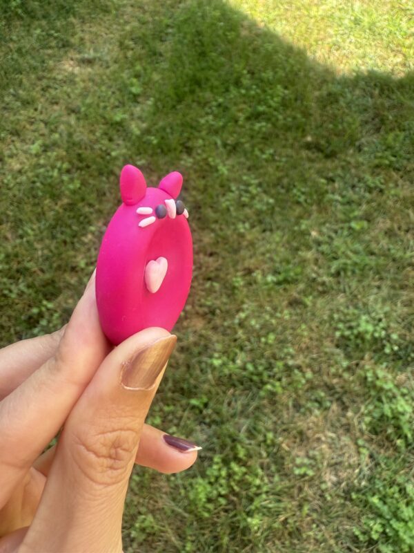 Handmade Polymer Clay pink kitty Worry Stone – Pocket Buddy - Image 4