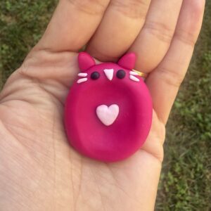 Handmade Polymer Clay pink kitty Worry Stone – Pocket Buddy