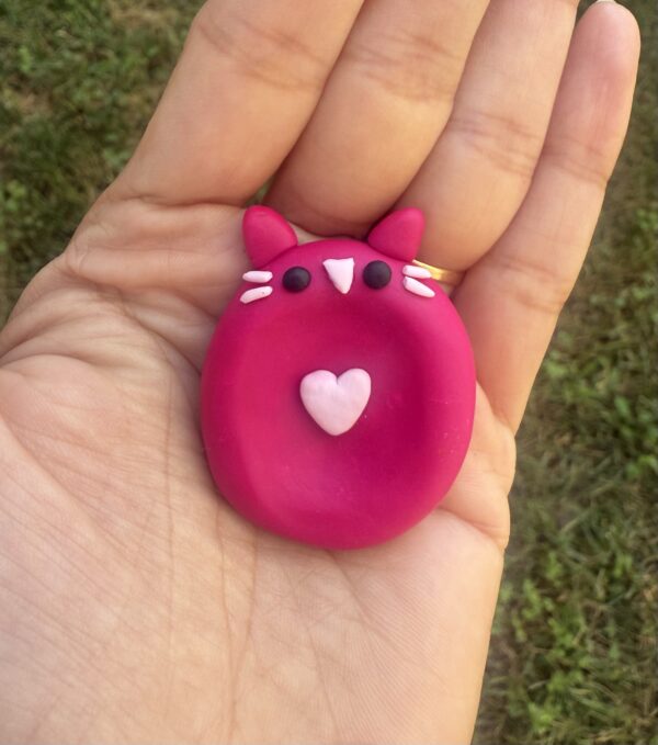 Handmade Polymer Clay pink kitty Worry Stone – Pocket Buddy