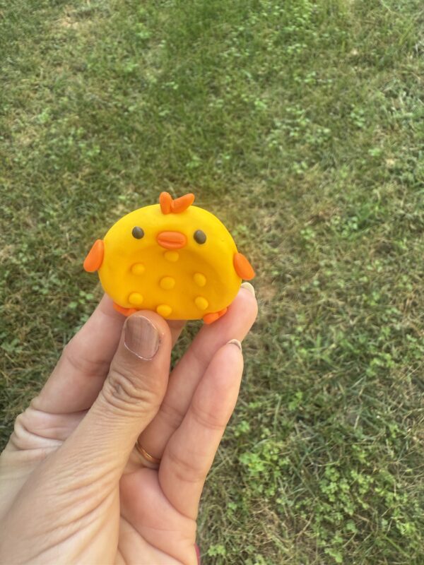 Handmade Polymer Clay yellow duck Worry Stone – Pocket Buddy - Image 2